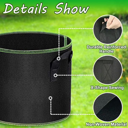 MEKOLIFE 5 Gallon Grow Bags-3 Pack, Thickened Nonwoven Fabric Aeration Planter Bags with Handles, Heavy Duty Vegetable/Flower/Potato Planting Pots for Garden Outdoor