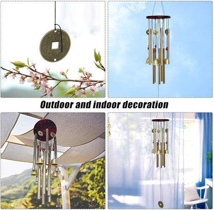 Chinese Traditional Retro10 Tubes 5 Bells Bronze Yard Garden Outdoor Living Wind Chimes 85cm (MT-626)…