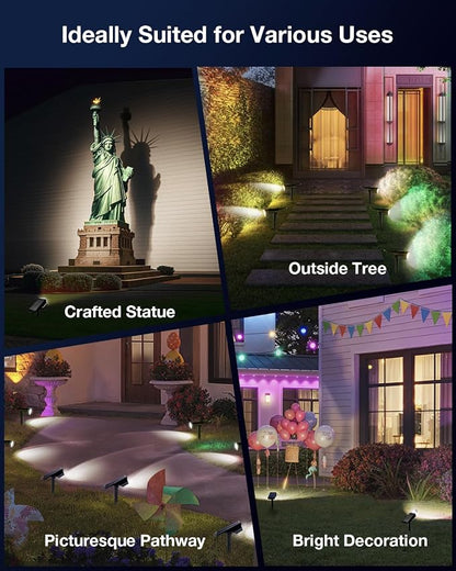 Solar Power Spotlight Outdoor Waterproof Landscape LED Accent Lighting for Yard, Tree, Plants, Walls, Path, Garden, Statues, Adjustable Brightness,Dusk to Dawn Long Lasting (Cool White, 1 Pack)