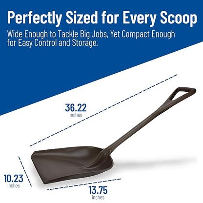 SPARTA Polypropylene Sanitary Shovel, One-Piece Molded Food and Ice Scoop for Commercial Kitchen and Bulk Ingredient Transfer, 10" x 13.75" Scoop, Brown