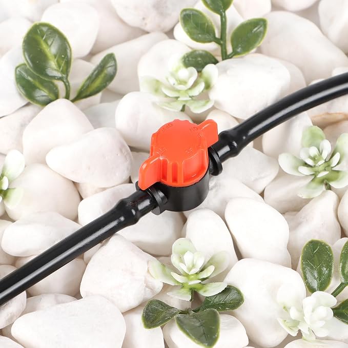 RedChili 30 Pack 1/4" Drip Irrigation Shut Off Valves, in-Line Barbed Ball Valve for 1/4 Inch Drip Irrigation Tubing Anti-Drop Drip Line Water Flow Control Valve Parts for Garden Irrigation System