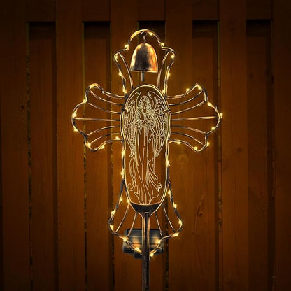 Solar Lights Garden Backyard Decor Outdoor,Angel Figurine Waterproof Light Cross Stake,Housewarming Yard Patio Pathway Lawn Ornaments Ideas for Gardening Mother Grandma