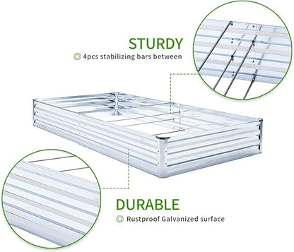 Galvanized Raised Garden Bed Kit - Metal Raised Planter 2pcs/Pack 6'x3'x1' for Flowers Plants, Vegetables Herb