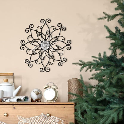 YiLifebes Metal Floral Wall Decor, 18”x18” Metal Flower Scroll Wall Art, Iron Wall Flowers Decoration Iron Floral Sculpture for Living Room Bedroom Bathroom Outdoor Garden, (Flower B)