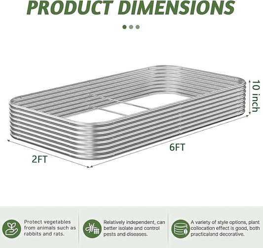 3 Pack 6x2FT Corrugated Galvanized Steel Raised Garden Bed Outdoor, Metal Above Ground Garden Bed for Vegetables and Flowers, Raised Beds for Gardening