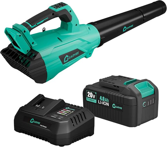 Garvee Leaf Blower Cordless - 750CFM 250MPH Electric Leaf Blower Battery Powered, 20V Blower Wet Leaf & 3-Speed with Charger, 4.0Ah, Leaf Blowers for Lawn Care, Blowing Leaves, Patio, Dust