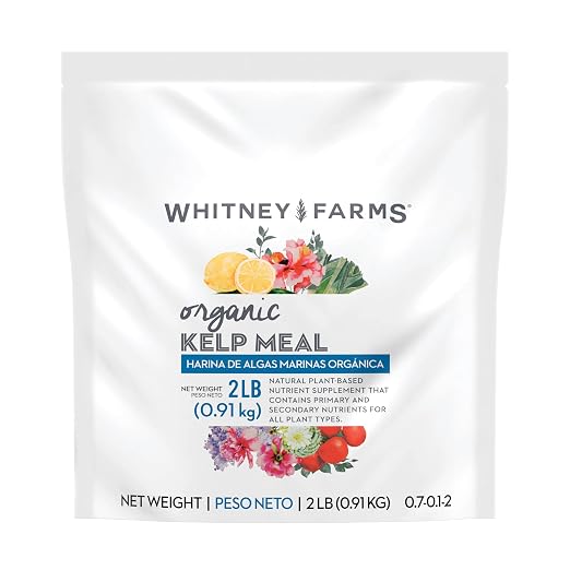 Whitney Farms Organic Kelp Meal 0.7-0.1-2 - Seaweed Fertilizer for Plants, Soil Conditioner for Vegetables, Flowers, Roses and Shrubs, 2 lb.