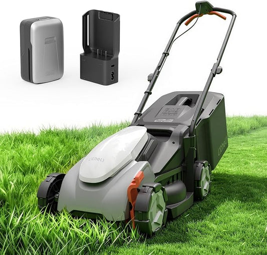 Litheli Cordless Lawn Mower 14 Inch, Brushless Motor Push Mower with Zero Maintenance, 5.0Ah Battery & Charger, Cuts up to 3000 Sq. Ft, 5-Position Height Adjustment (1-2.5 in), Lightweight Design
