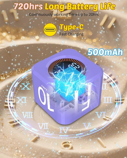 Digital Pomodoro Timer Cube 5/10/25/50min, Visual Productivity Flip Timer for Kids Classroom Desk, Custom Countdown, Silent and Sound Mode for ADHD Study Work Game Kitchen (Purple)