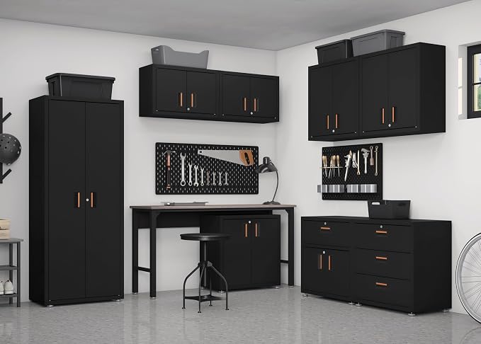for Home Ready-to-Assemble Wall Steel Cabinet with Two Doors (Black)
