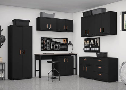 for Home Ready-to-Assemble Wall Steel Cabinet with Two Doors (Black)