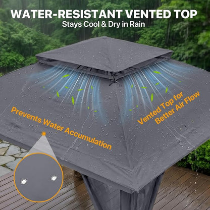 COOS BAY 11x11 Pop Up Gazebo with Mesh Netting, Instant Outdoor Canopy Tent, Water Resistant Shelter with UPF 50+ UV Protection, 121 Sq Ft Coverage, Dark Gray