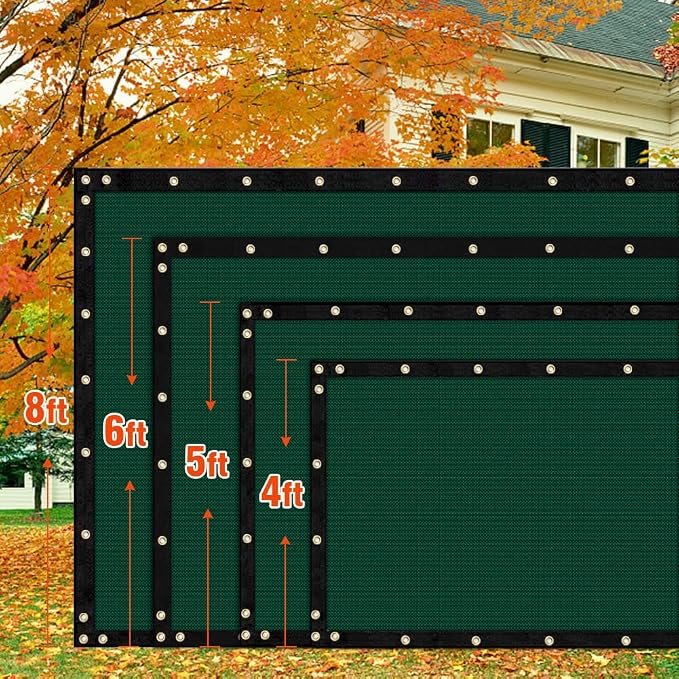 iCover 4x12ft Privacy Screen Fence, Outdoor Fencing Panels, Garden Windscreen Mesh Shade Sail Net Barrier, Fence Privacy Screen Reinforced Bindings and Brass Grommets Cable Zip Ties, Green