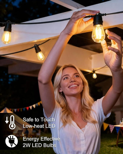 BRIMAX 24.6Ft USB Powered String Lights,10 LED Bulb Waterproof&Shatterproof | Outdoor Camping String Light Dimmable Brightness with Swith for Tents,Patio,Backyard and Holidays,2700K Warm White