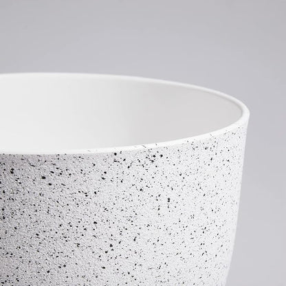WSMKSZ Large Flower Pots 12/10/9 inch, Set of 3 Modern Decorative Plastic Planters with Drainage Holes and Saucers for Garden House Plants, Plant Pots for Indoor Outdoor Plants, Speckled White