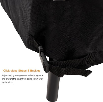 Heavy Duty Waterproof 600D Oxford Fabric Firewood Log Rack Cover, Black, 4-Feet