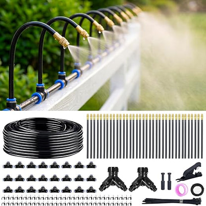 Thiswing 200FT 360° Adjustable Irrigation System for Garden – 1/4" Tubing with 36 Nozzles, Automatic Watering Misting System, Sprinkler for Garden, Raised Bed, Lawn, Plants