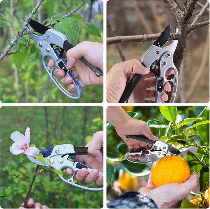 Premium pruning shears for gardening, Work 3 times easier, Pruners heady duty, Sharp garden clippers cuting florist flower, hedge, herb, rose, Indoor live plants, Arthritis weak hand snips