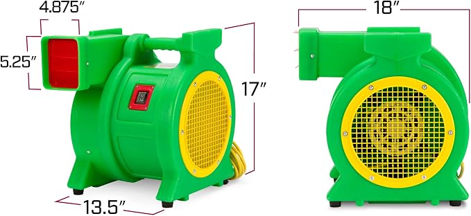 B-Air Kodiak 1.5 HP ETL Air Blower | Powerful Bounce House Blower Fan for Large Inflatable Bounce House, Bouncy Castle and Slides , Green