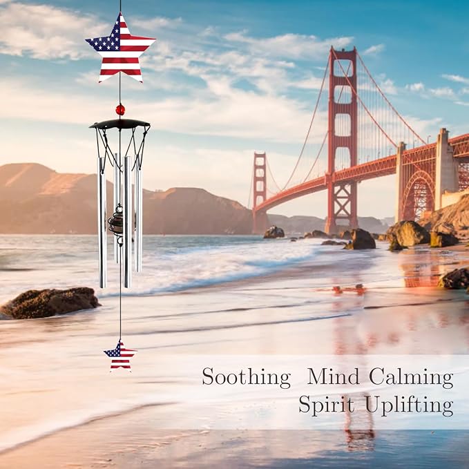 Wind Chimes for Outside 24" Wind Chime Outdoor Veteran Gifts for Home Patio Outdoor Windchimes Outdoors Small Wind Chimes for Outside -Christmas Birthday,