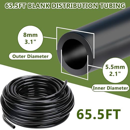 65.6FT/20M Drip Irrigation System, 360° Bendable Irrigation System for Garden, Garden Watering System with Quick Connector and Adjustable Nozzles, Drip Irrigation Kit for Greenhouse, Yard, Plants