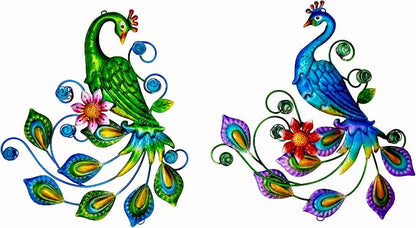 J-Fly Metal Peacock Wall Art Decor, Tropical Peacock Metal Outdoor Wall Decoration, 11 Inch Bird Lover Sculptures Indoor Decorative, Gift Selection for Patio Fence Garden Home Kitchen Valentine Decoration Gifts