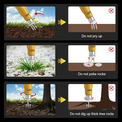 Weed Puller Tool,Electric Stand Up Weed Puller Tool, 21V Battery Powered w/ 2pcs 3000mAh,Heavy Duty 3-Claw Steel Root Weeder,for Dandelion Lawn Garden Yard