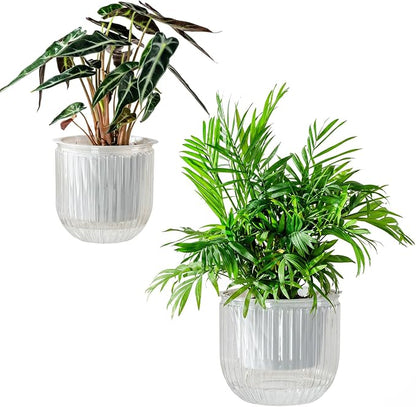 Melphoe Self Watering Pots for Indoor Plants Planter, 6.5/5.3 Inch 2 Pack Planters Self Watering Plant Pots for Flower, Houseplants, Succulent, African Violets and Cactus with Drainage