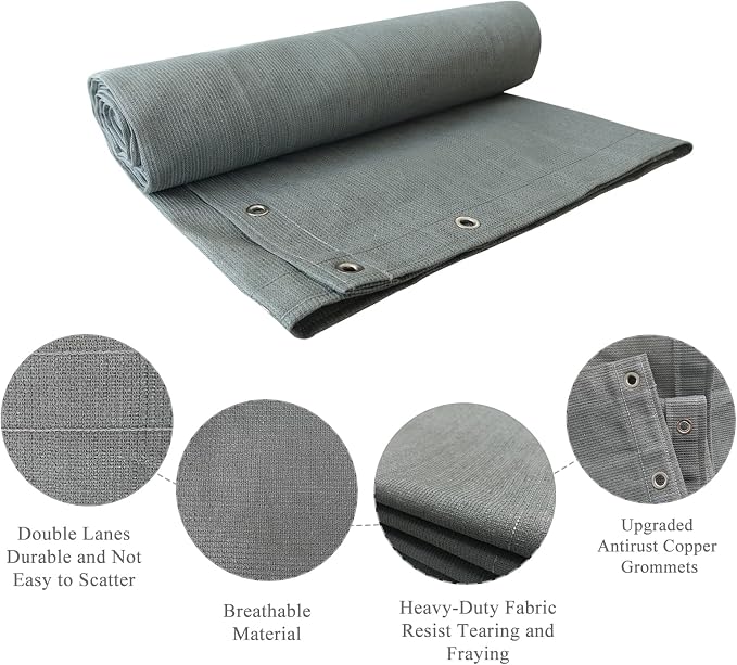 90% Outdoor Sun Shade Cloth, 8' x 10', Pergola, Deck, and Backyard Patio Sunshade with UV Protection, Heat Resistant HDPE Material, Reinforced Grommets (8x10 FT, Grey)