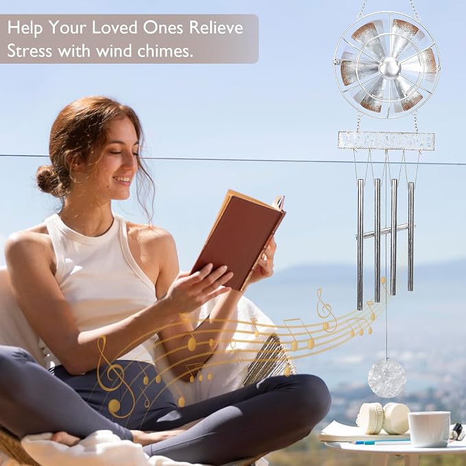 MUMTOP Wind Chimes for Outside, Metal Wind Chimes Outdoor with Wind Spinner and Welcome Sign for Home, Garden and Patio Decor