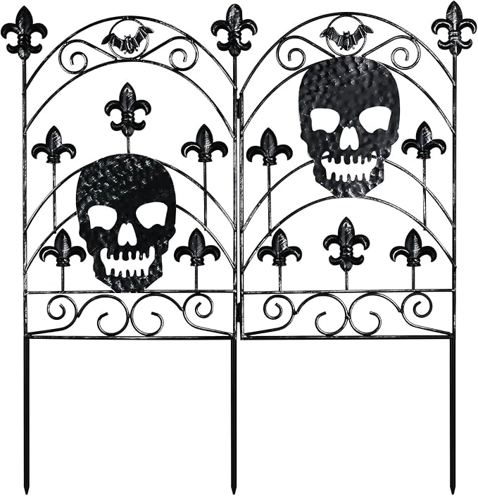 hogardeck Halloween Decorations Outdoor, Metal Fence Decorative Garden Stakes with Skull Head for Halloween Decor, Yard Signs for Halloween Outside Garden Lawn Porch Party Decorations