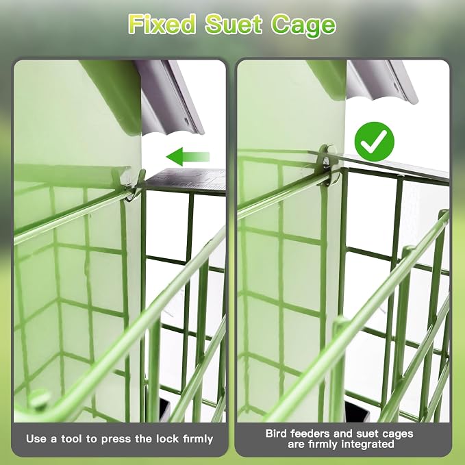 FlowaFoli Bird Feeders for Outdoors Hanging, Metal Bird Feeder with Double Suet Cage Cake, Large Capacity, Birdfeeders Sturdy & Weatherproof, Easy to Clean & Refill, Great for Attracting Wild Birds