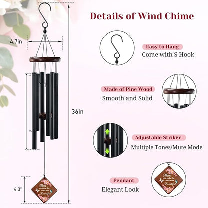 36" Memorial Wind Chimes Sympathy Gift - Cardinal Windchimes in Loving Memory of Loved One, Memorial Cardinal Gifts for Loss of Mom/Dad, Bereavement,Condolence,Funeral Grieving