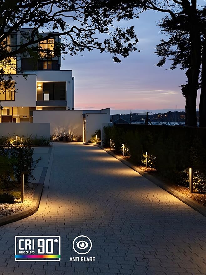 LEONLITE 12-Pack 5CCT LED Low Voltage Landscape Pathway Light, 5W Anti-Glare Path Lights, Aluminum IP65 Outdoor Sidewalk Lights Wired, ETL, 16 Inch, 1800K/2700K/3000K/4000K/5000K, Oil Rubbed Bronze
