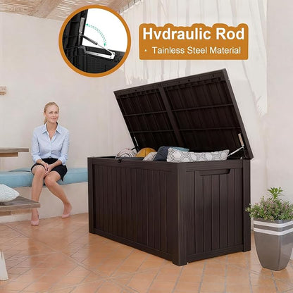 Zapdos 180 Gallon Outdoor Storage Box, Resin Deck Box for Furniture Cushions Garden Tools, Waterproof Lockable Outside Storage Boxes, Black, 61" L x 28.4" W x 29" H