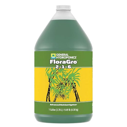 General Hydroponics FloraGro 2-1-6 Plant Food, Part of FloraSeries Advanced Nutrient System for Plants, 1 Gallon