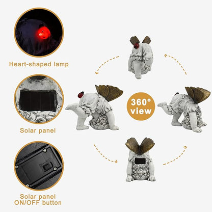 Suyorpe Solar Fairy Garden Statue Decor - Gifts for Women Mom Mother's Day, Angel Boy Resin Figurine Waterproof Home Decoration with Ladybug LED Lights for Outdoor Balcony Lawn Yard Patio