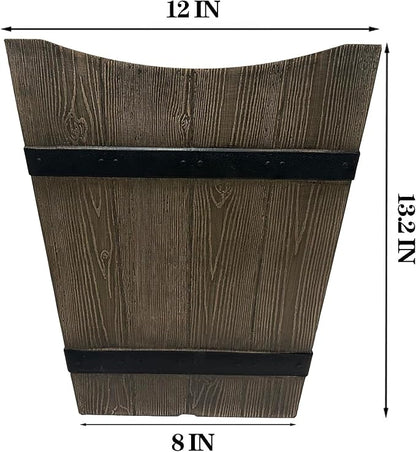 2 Pack 13 Inch Indoor & Outdoor Plastic Plant Pots, Flower Pots, Flower Planters with Imitation Wood Grain Design