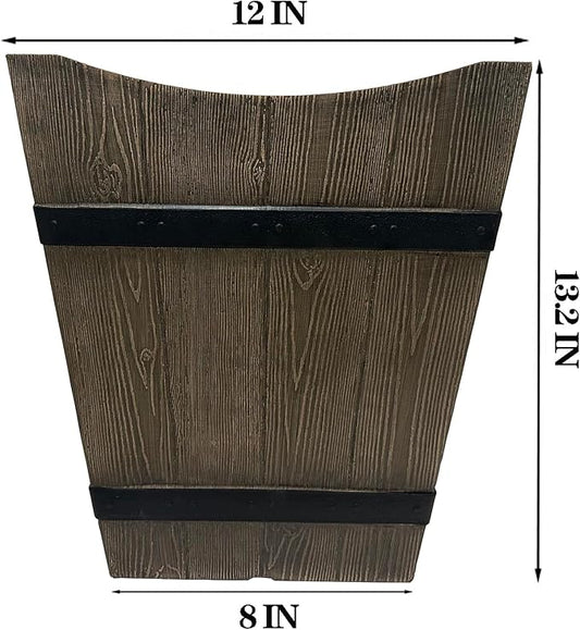 2 Pack 13 Inch Indoor & Outdoor Plastic Plant Pots, Flower Pots, Flower Planters with Imitation Wood Grain Design