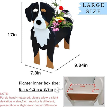 Bernese Mountain Dog Planter Pots, 9.84 x 7.3 x 17 Inches | Large Dog Flower Pot, Cute Animal Shaped Plant Pot, Gifts for Women & Pet Lovers, Indoor Outdoor Garden Home Office Decor