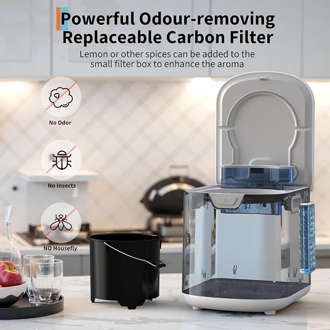 3.5L Electric Composter Countertop, 3 Modes Kitchen Smart Compost Bin with Auto Cleaning, LED Display, Turns Kitchen Waste Into Dry Manure, Low Noise Food Waste Compost Machine