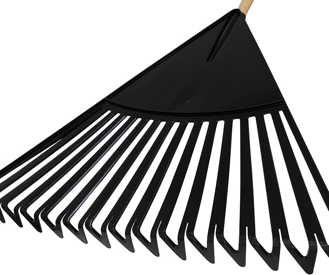 True Temper 20212011 Clog Free Leaf Rake with Hardwood/Steel Handle, 30 in. for Leaves, Grass, Clippings, Twigs, Pine Needles, Acorns, Debris,Black