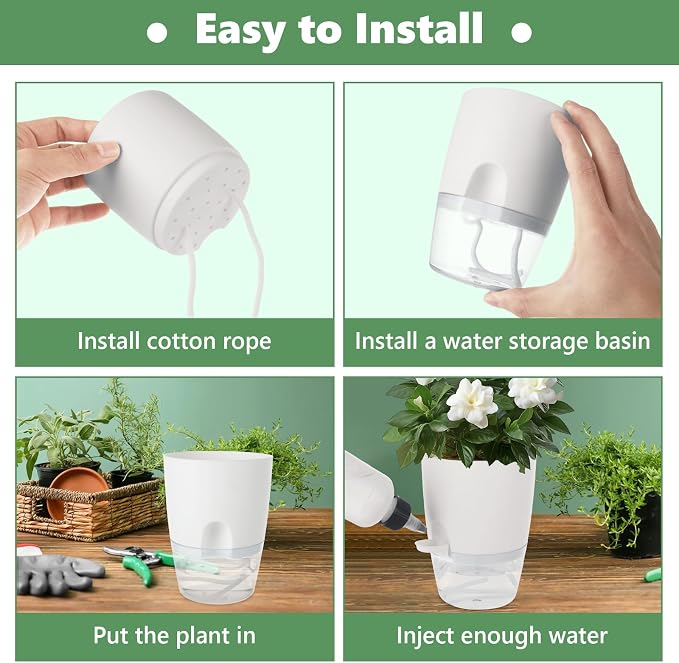 JMIATRY 15PCS Self Watering Pots 4 Inch Self Watering Planters for Indoor Plants Plastic 4 Inch Self Waterings Pots for Indoor Plant Small Self Waterings Pot with Transparent Water Reservoir, White