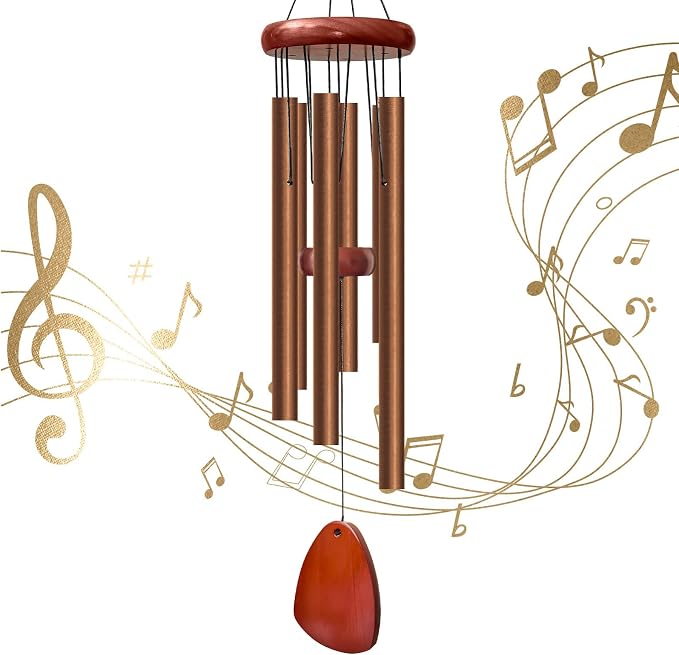 28" Wind Chimes for Outside, Windchimes Outdoor Coffee,Yard Decoration | Deep Tone,Lovely Wind Chimes,6 Aluminum Tubes,Enjoyable Atmospher,Gift Choice