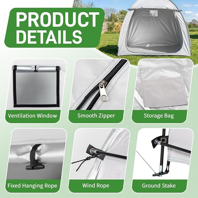 Outvita Portable Bike Tent Cover for 4-5 Bikes, Garden Tools | Outdoor Bicycle Storage Sheds 210D Oxford Fabric PU 4000 for Motorcycle, Lawn Mower, Camping, Travel