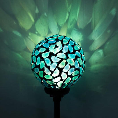 VCUTEKA Solar Lights Outdoor Decorative - Mosaic Solar Garden Light Waterpoof LED Pathway Stake Light for Landscape Lawn Patio Yard Decoration, Blue 1 Pack