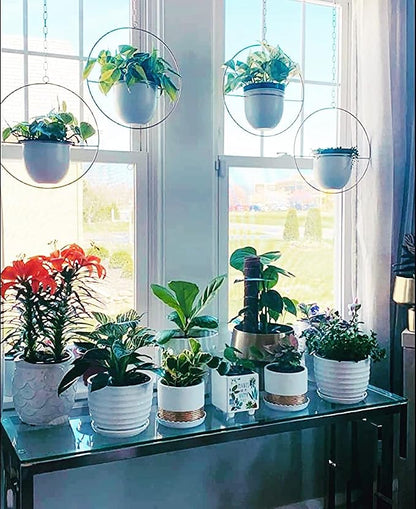 2 Pack Hanging Planters for Indoor Plants with 5.5" Pot + Ceiling Hook + Extender Chain | Hanging Plant Holder, Metal Minimalist Planter, NO Plant incld