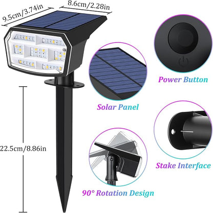 Sucolite 6-Pack Solar Spot Lights Outdoor Waterproof IP65, 9 Lighting Modes 2-in-1 Solar Landscape Spotlights for Yard, 59 LED Solar Powered Wall Lights for Garden Pathway Driveway Walkway, Multicolor
