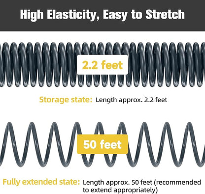 Coil Hose,3/8" EVA Coil Garden Hose 50 FT,Curly Water Hose Lightweight with Brass Connectors,Recoil Garden Hose Includes 8-Pattern Spray Nozzle for Boat, Yard, Patio, Green