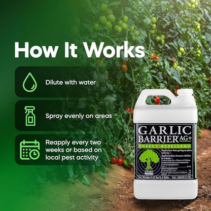 Liquid Garlic Insect Repellent Concentrate, 1 Gallon – OMRI Listed Garlic-Based Formula for Farms, Crops, Gardens & Greenhouses – Indoor & Outdoor Plant Protection